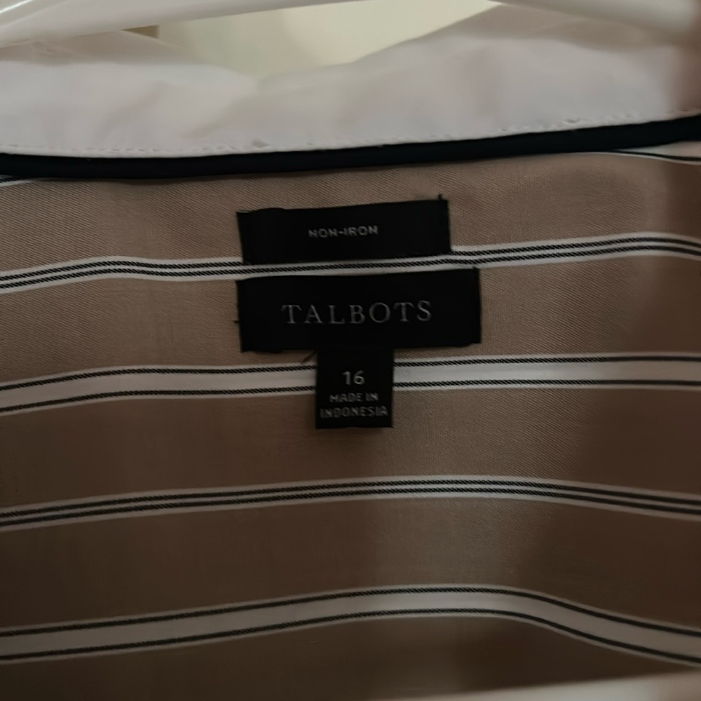 Brown and white striped shirt from Talbots